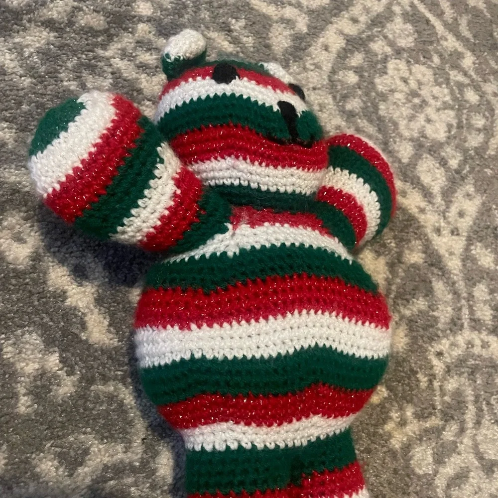 Crochet Striped Christmas Knit‎ handmade Bear Toy